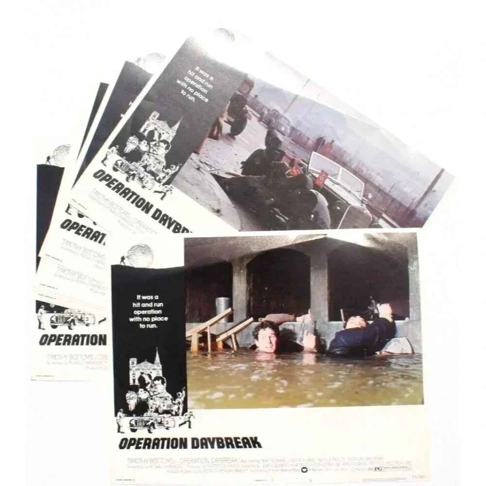 8 Vtg Operation Daybreaker Movie Promo Film Press Kit Lobby Card 11X14